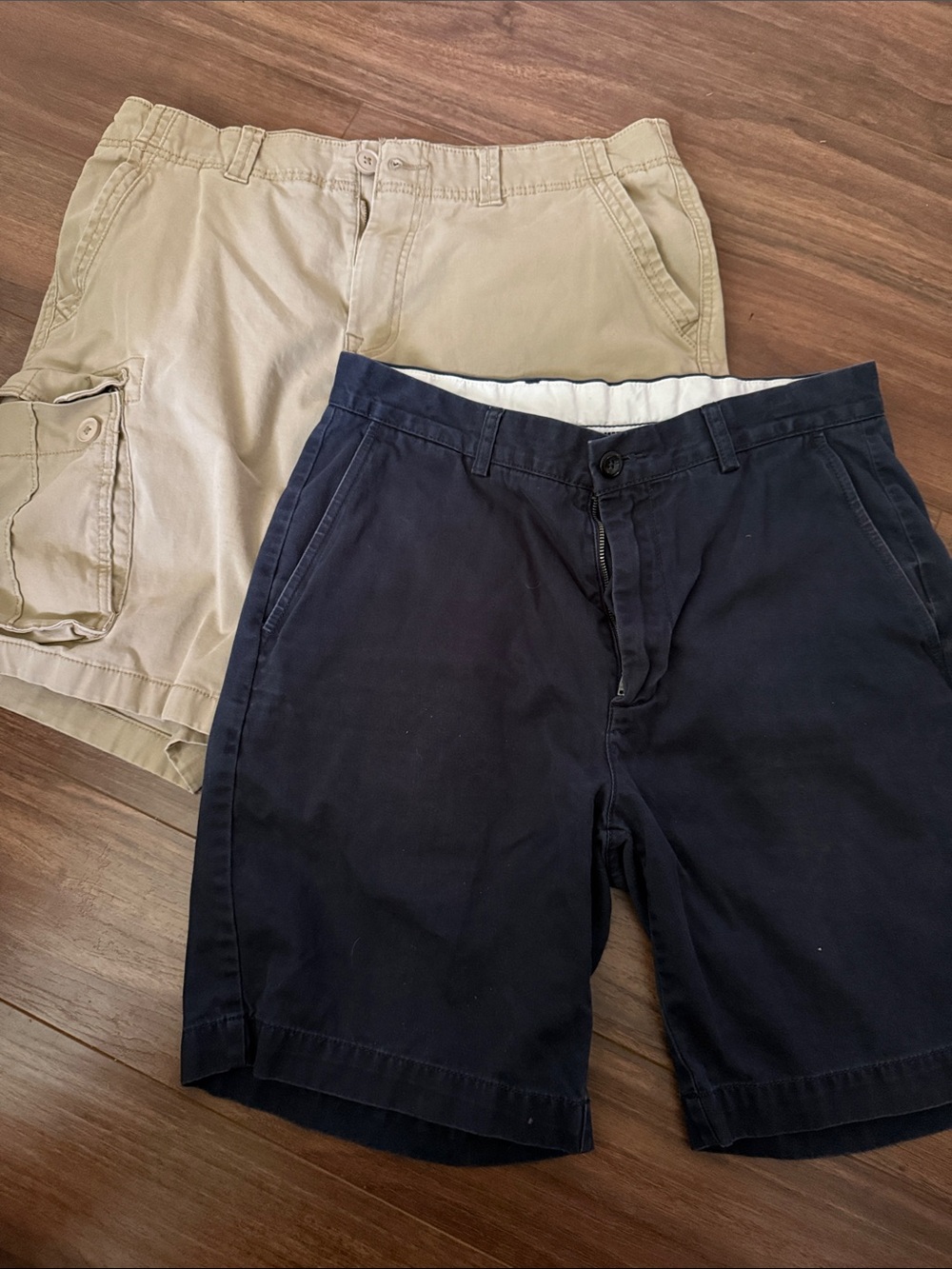 Men's Khaki and Navy Cotton Shorts - Classic Casual